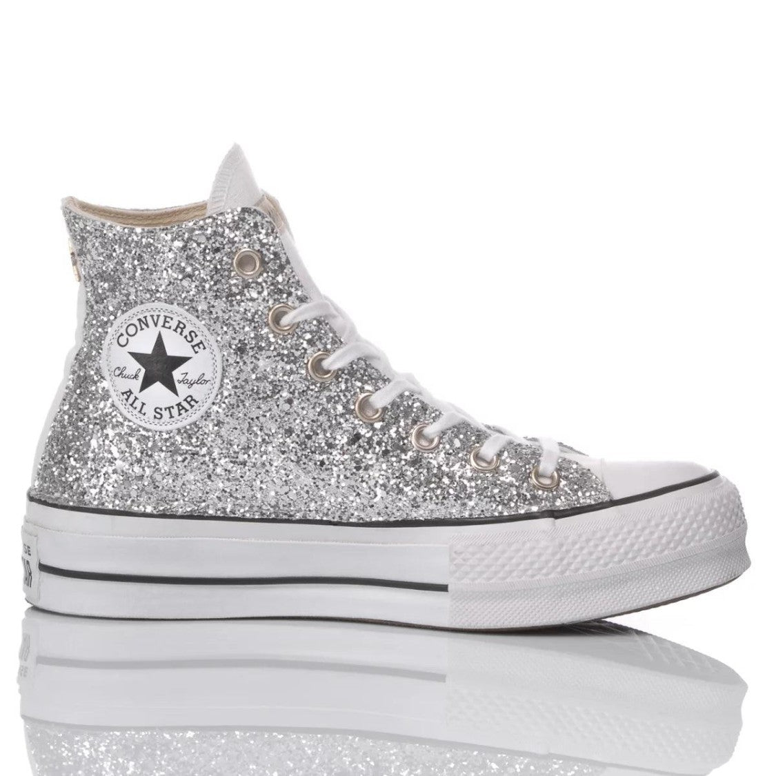 Converse Handmade High-Top Platform Sneakers With Dazzling Glitter Finish