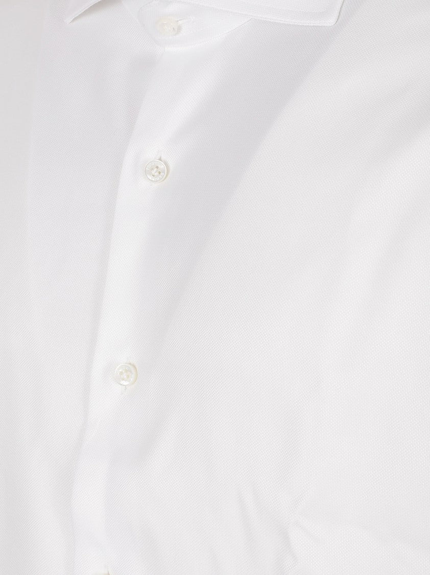 Barba Tailored Long-Sleeve Shirt In Crisp White Cotton