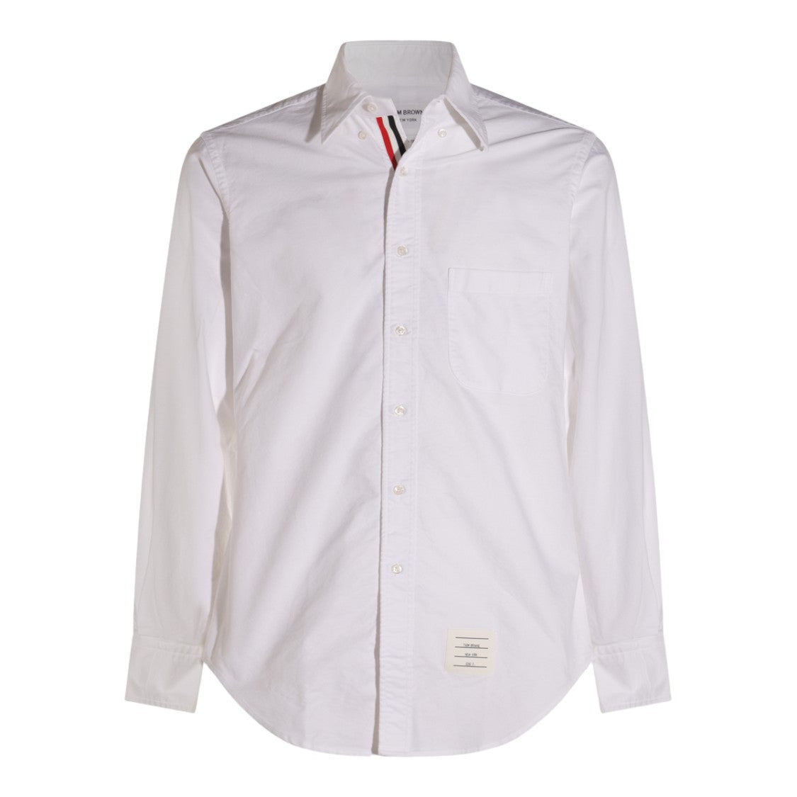 Thom Browne Long-Sleeve Button-Up Shirt With Tricolor Accents