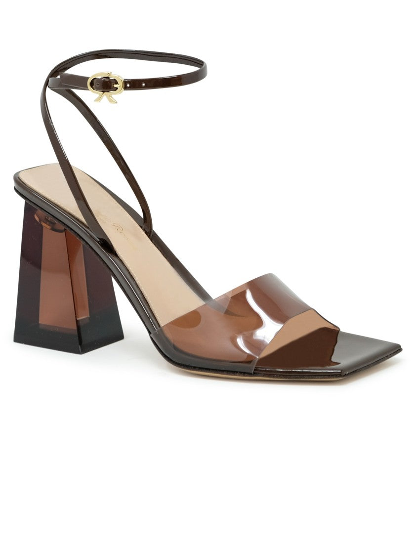 Gianvito Rossi Brown Glass Patent Leather Sandals