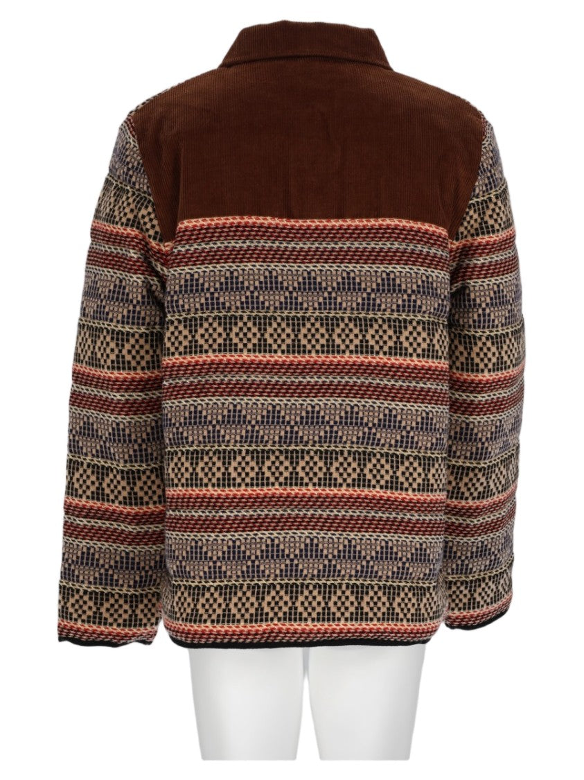 Guest In Residence Multicolor Striped Corduroy Collar Wool-Cashmere Sweater