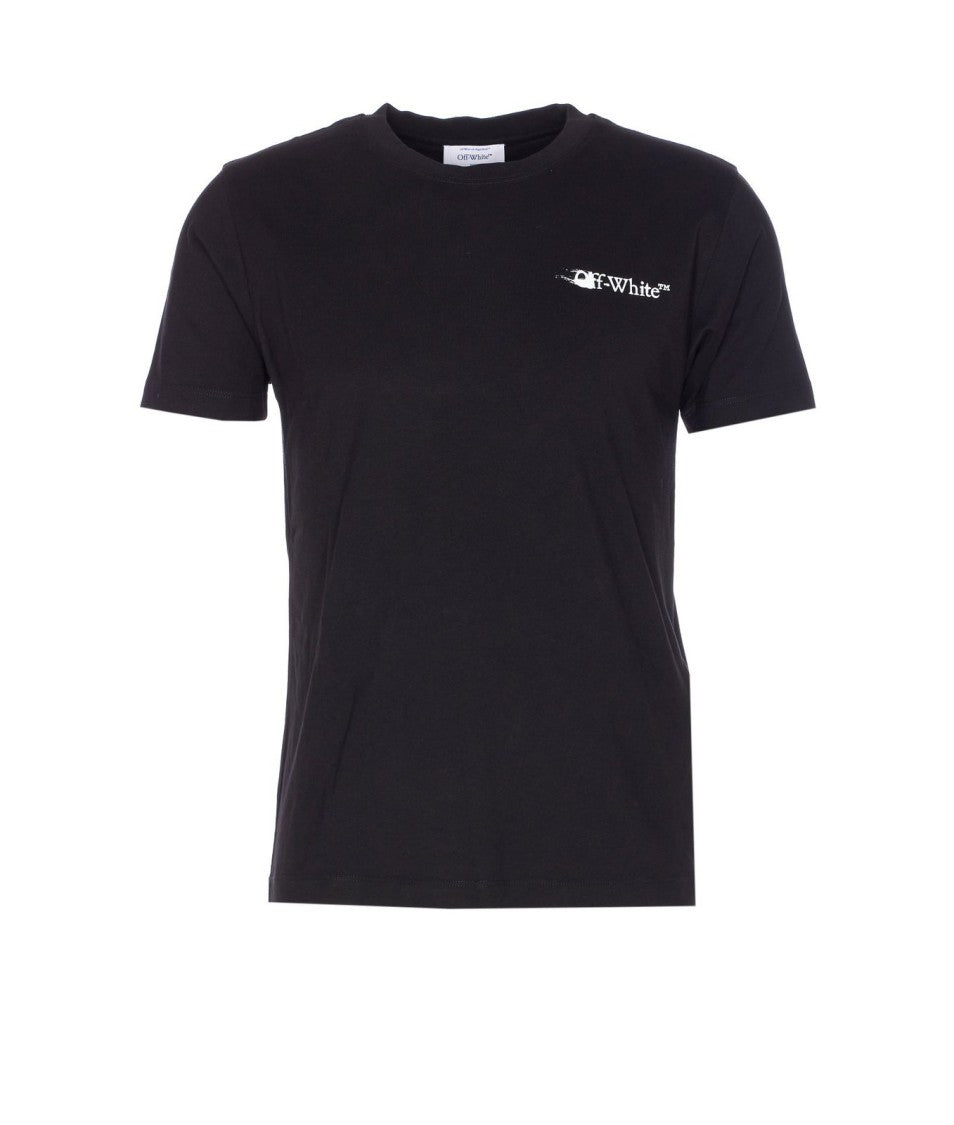 Off-White Plain Black T-Shirt With Standard Crew Neckline
