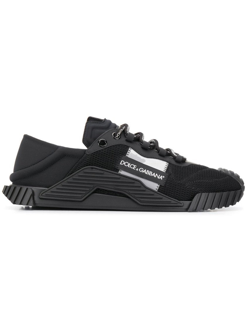 Dolce & Gabbana Sporty Black Sneakers With Rubberized Leather Accents