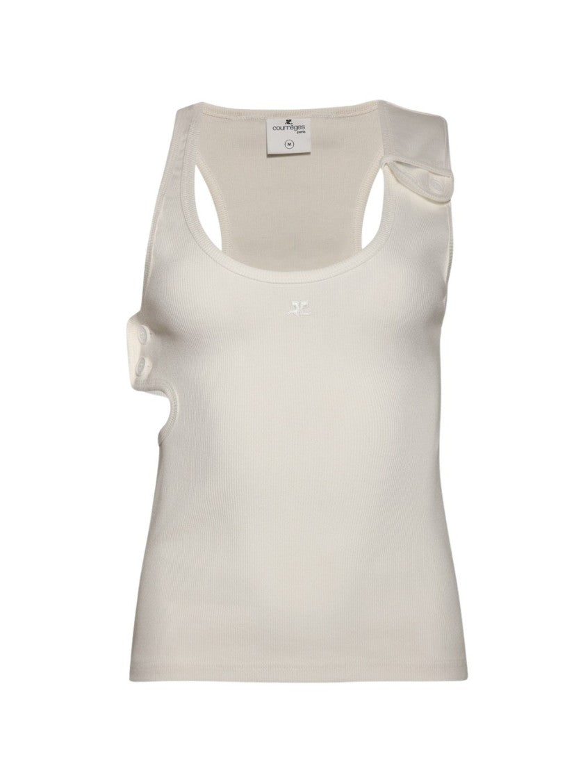 Courrèges Double Buckle 90'S Rib Tank Top Heritage White