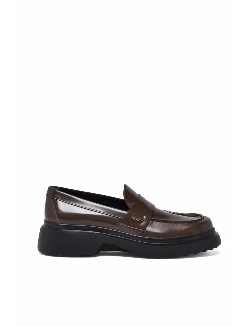 Tod's Brown Leather Brushed Loafers