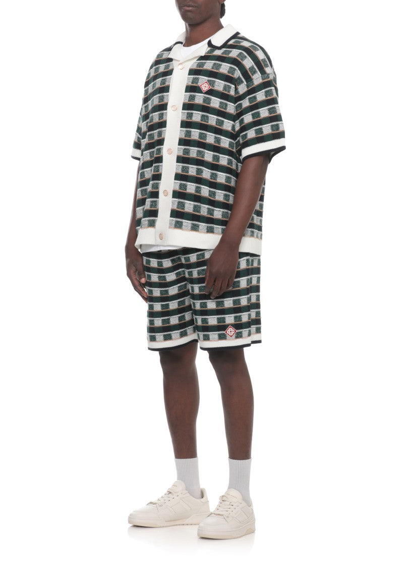 Casablanca Green Mosaic Check Pattern Shirt