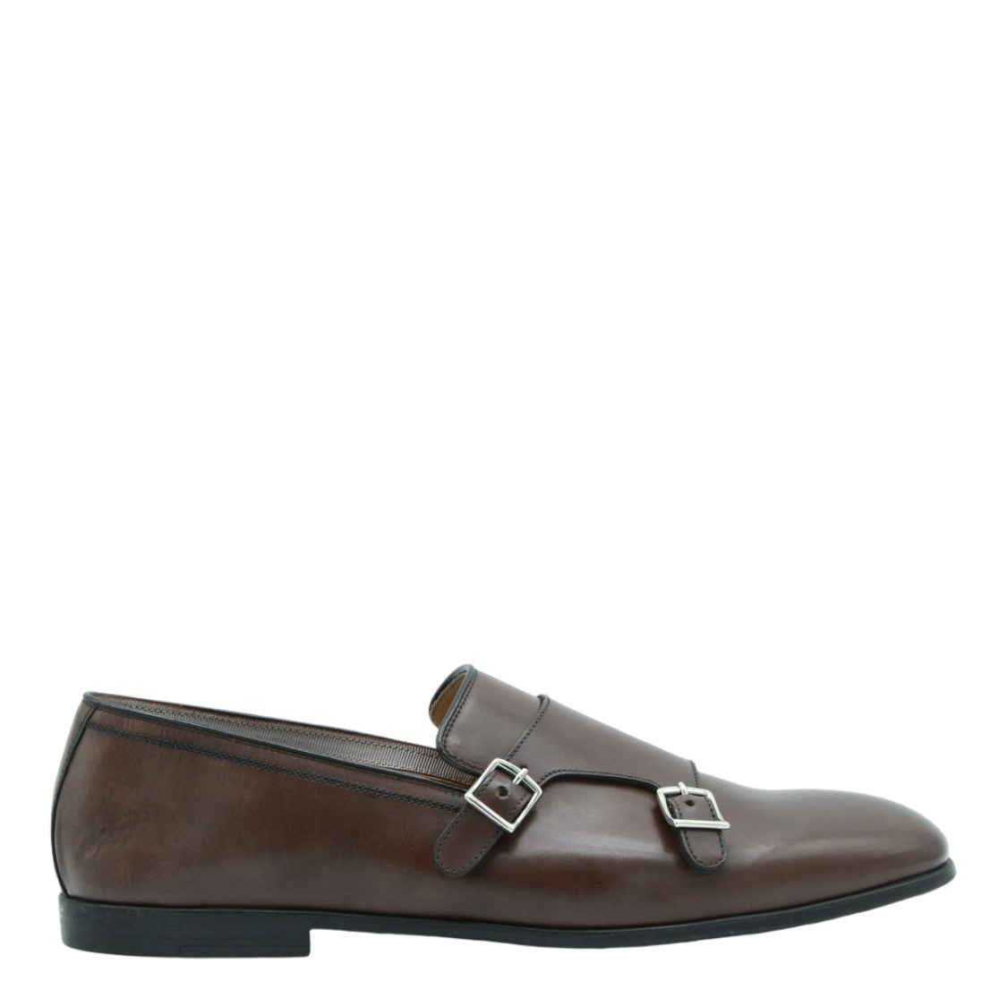 Mille885 Polished Leather Loafers With Silver Buckle Accents