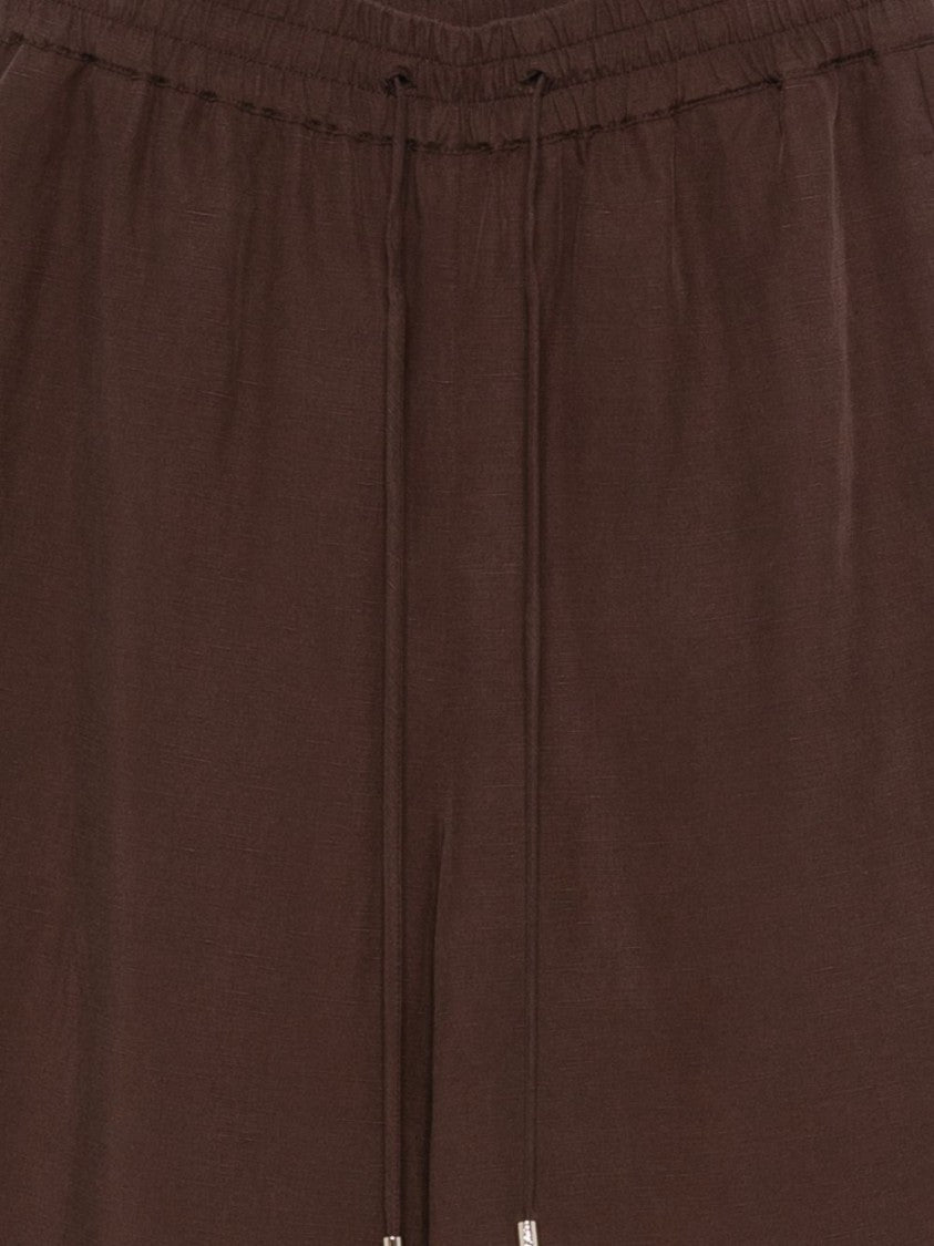 Liu Jo Brown Drawstring Back Pocket Wide-Leg Pants