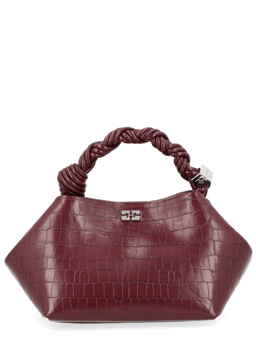 Ganni Bou Crocodile-Embossed Structured Tote Bag