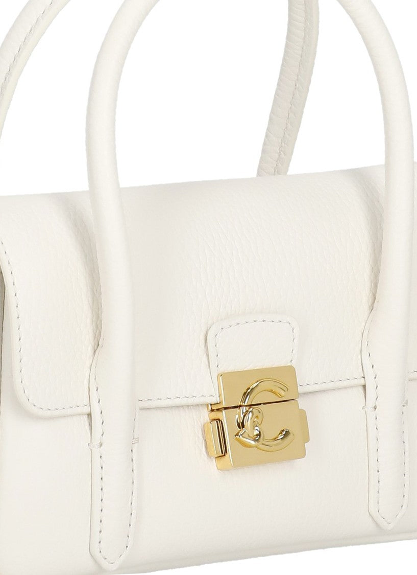 Coccinelle Ivory Leather C-Me Lock Mini Bag With Gold-Tone Accents