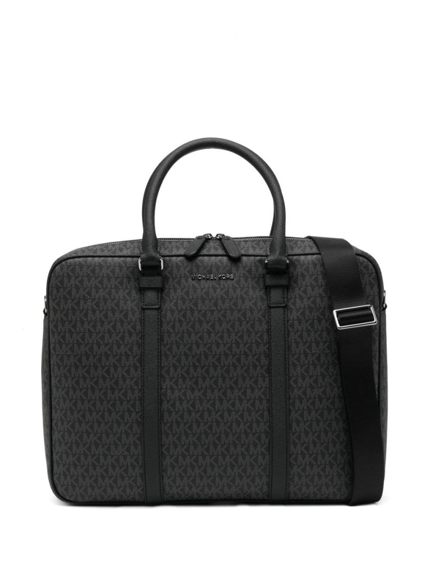 Michael Kors Black Hudson Monogram Hand Briefcase