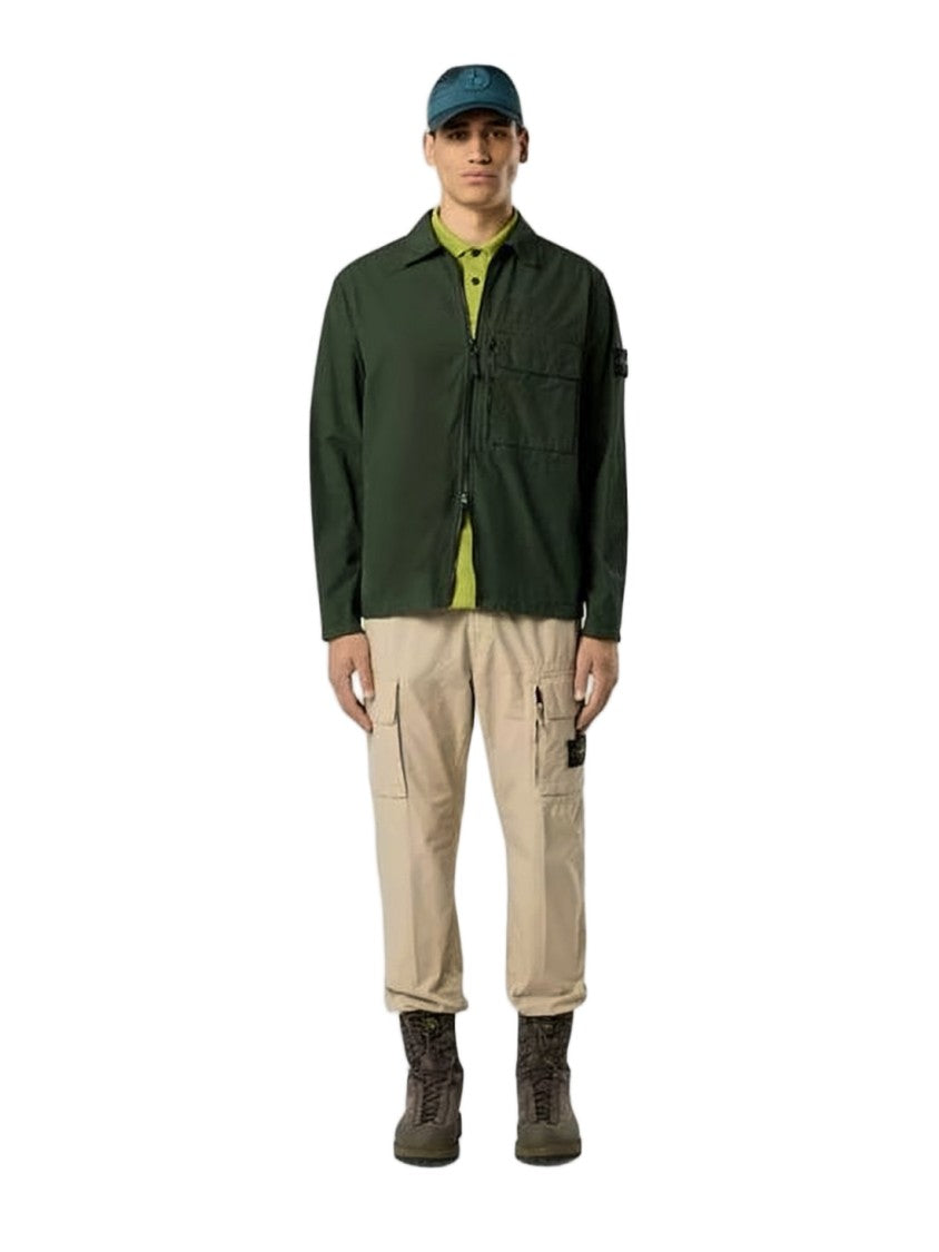 Stone Island Minimalist Zippered Green Jacket
