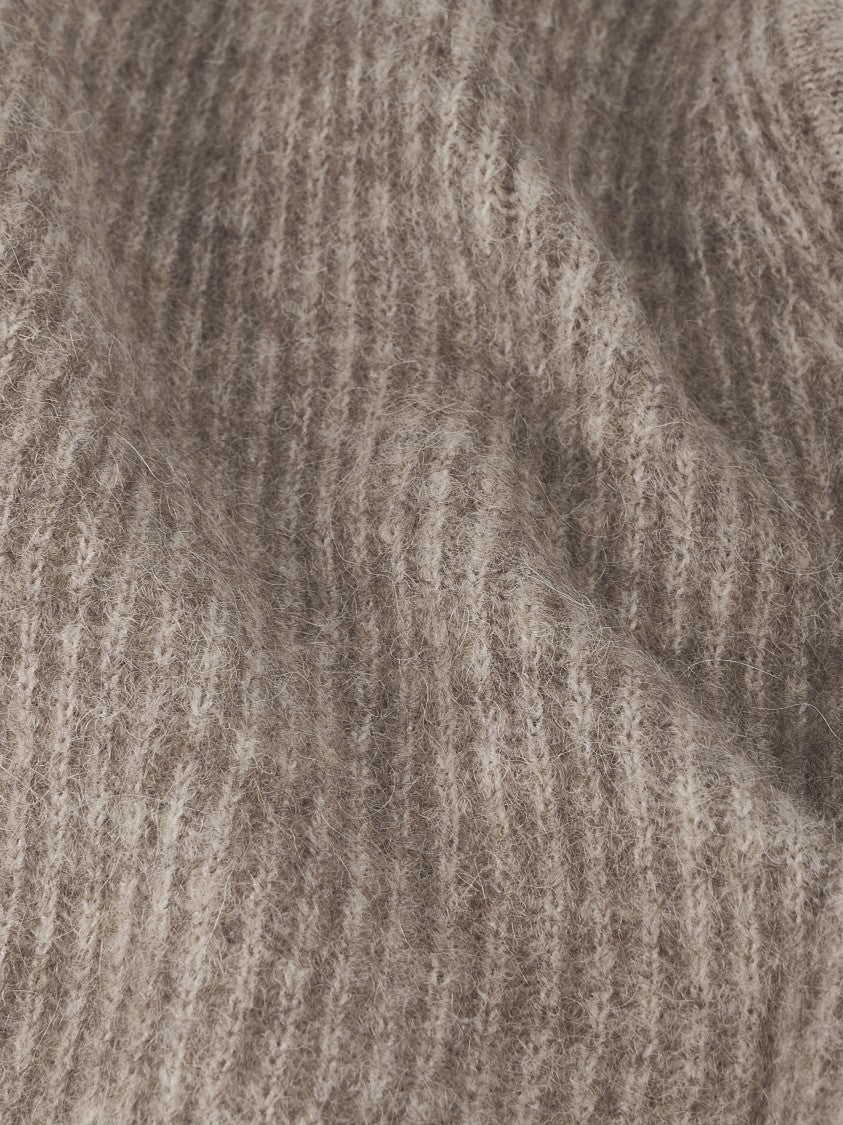 Ganni Ribbed Wool Balaclava With Subtle Logo Detail