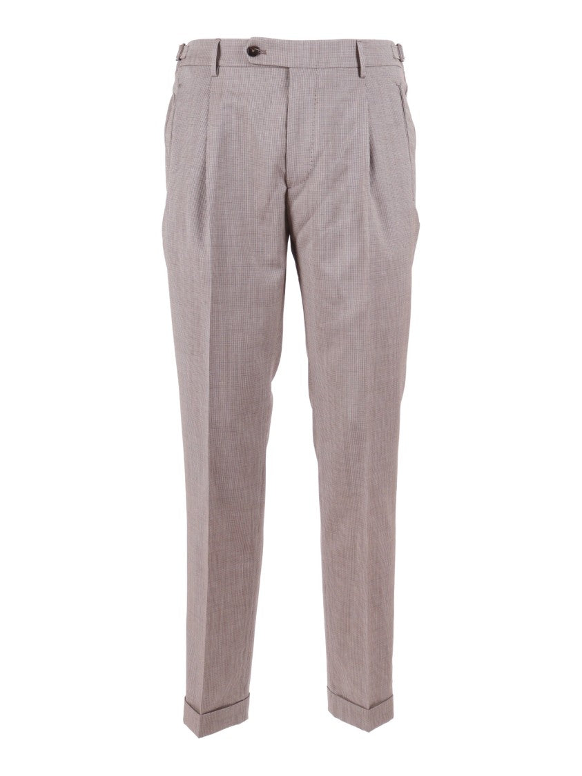 Berwich Grey Tailored Pleated Tapered Straight-Leg Pants