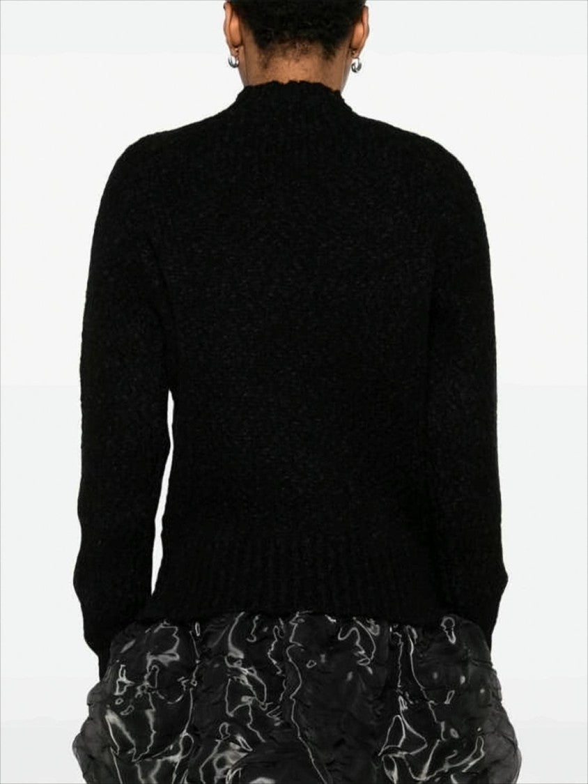 Paloma Wool Fuzzy Black Knit Sweater With Bold Red 'Pw-89' Detail