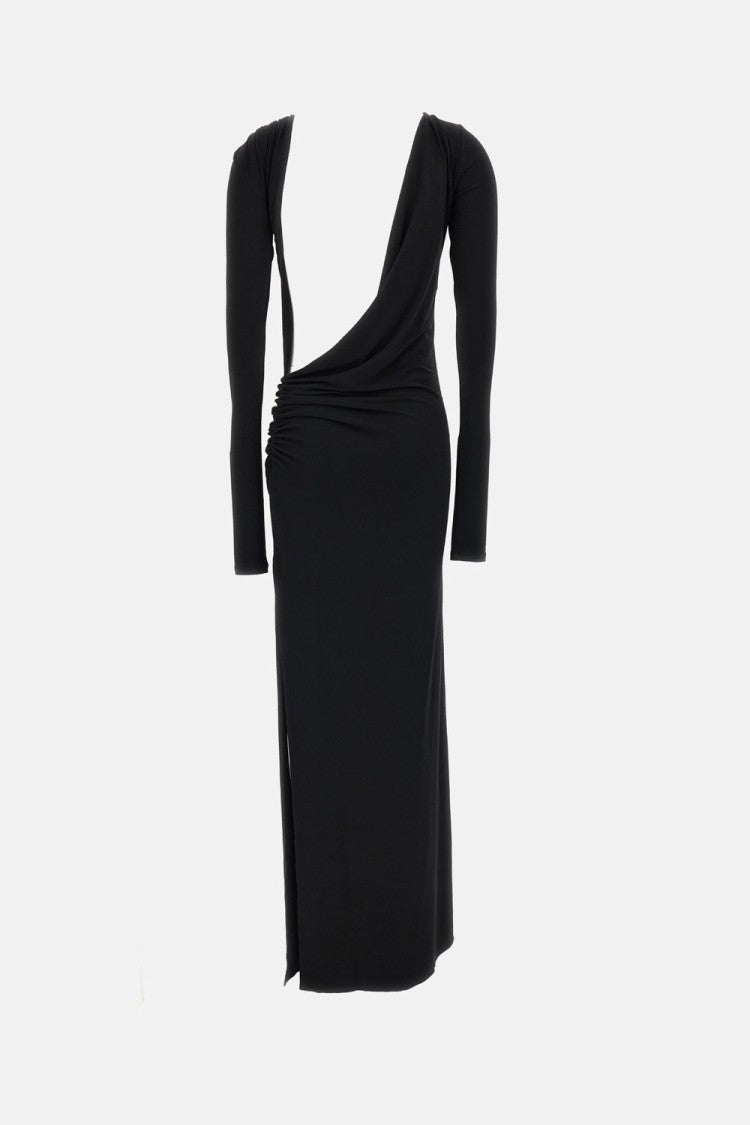 The Andamane Black Sophie Draped Maxi Dress