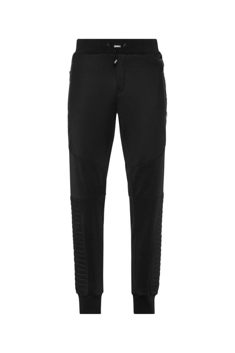Philipp Plein Black Cotton-Polyester Biker-Style Jogger Sweatpants