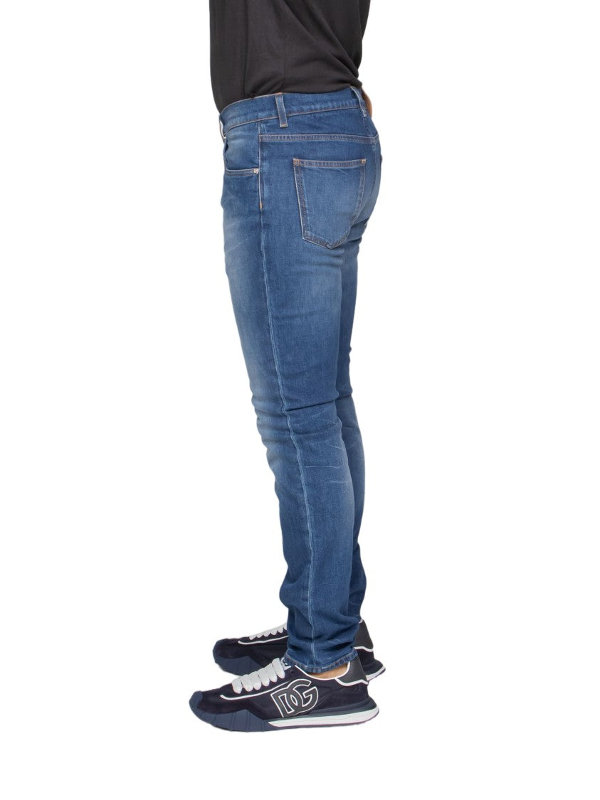 Dolce & Gabbana Slim-Fit Medium Blue Denim Jeans With Classic Five-Pocket Design