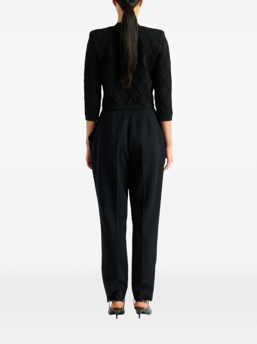 Balmain Black Quilted Viscose Compact Cardigan
