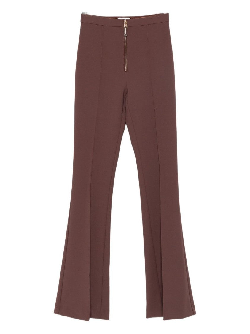 Elisabetta Franchi Flared Brown Trousers With High Waist