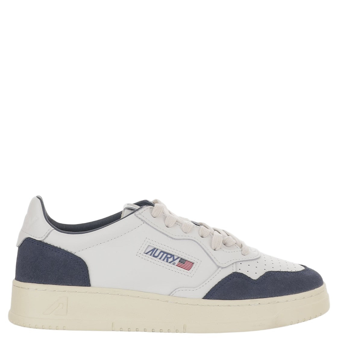 Autry Round Toe Leather Sneakers With Suede Inserts And Logo Details