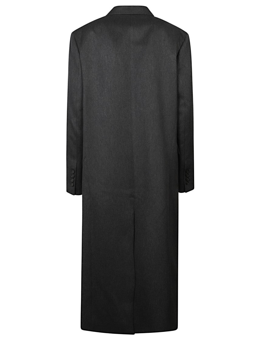 The Frankie Shop Longline Dark Grey Coat With Double-Breasted Design