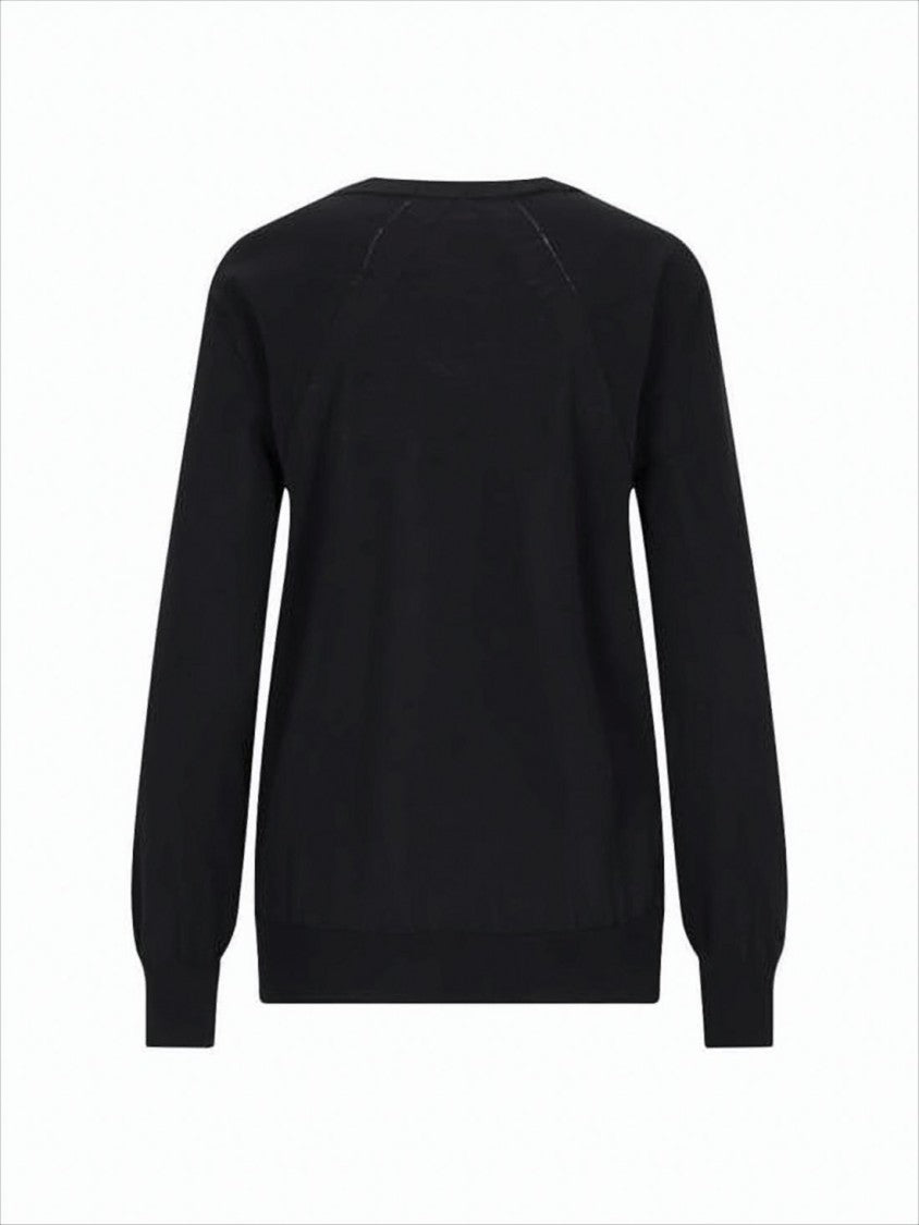 Jil Sander Classic Crew Neck Wool Sweater With Ribbed Cuffs