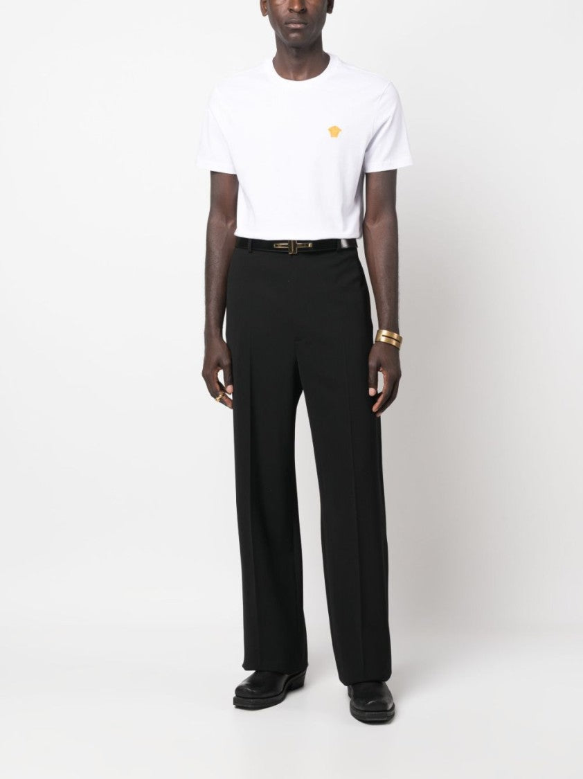 Versace White Regular Fit Embroidered Emblem T-Shirt
