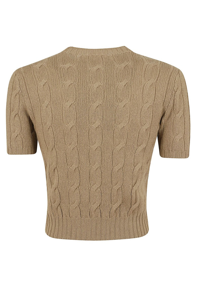 Polo Ralph Lauren Cropped Cashmere Cable-Knit Crewneck Pullover