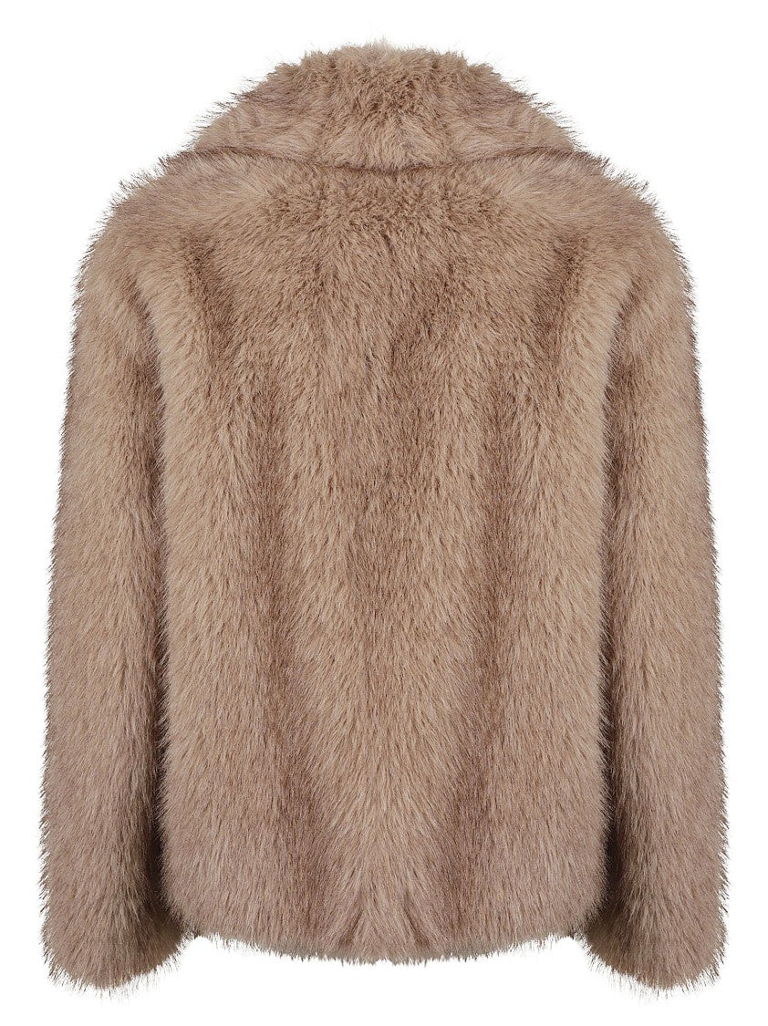 Max Mara Plush Short-Length Jacket With Classic Collar And Boxy Silhouette