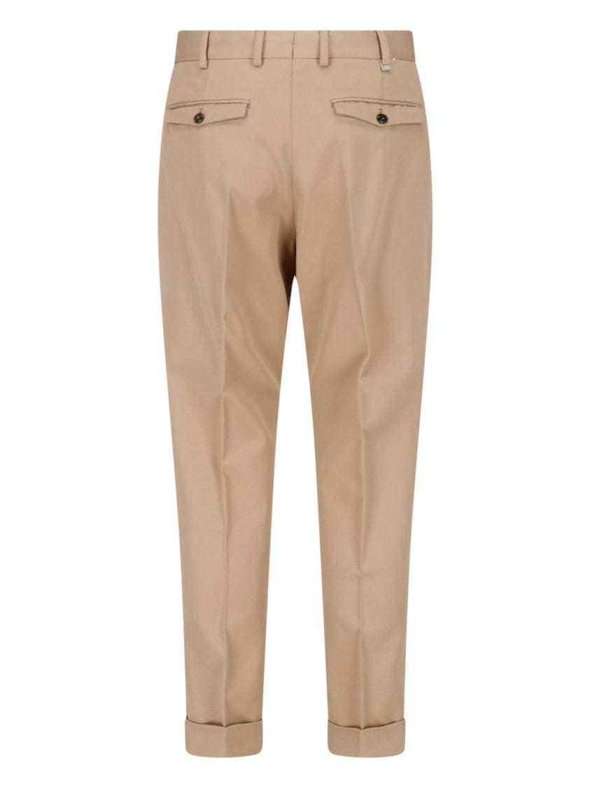 Pt Torino Beige Tailored Straight-Leg Virgin Wool-Blend Pants