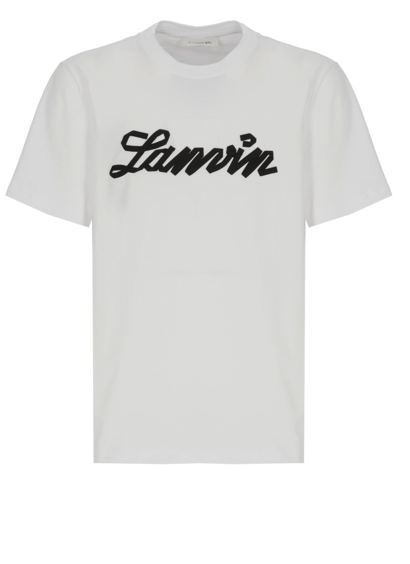 Lanvin White Embossed Logo Cotton T-Shirt