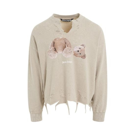 Palm Angels Distressed Graphic Long-Sleeve Shirt With Unique Frayed Detailing