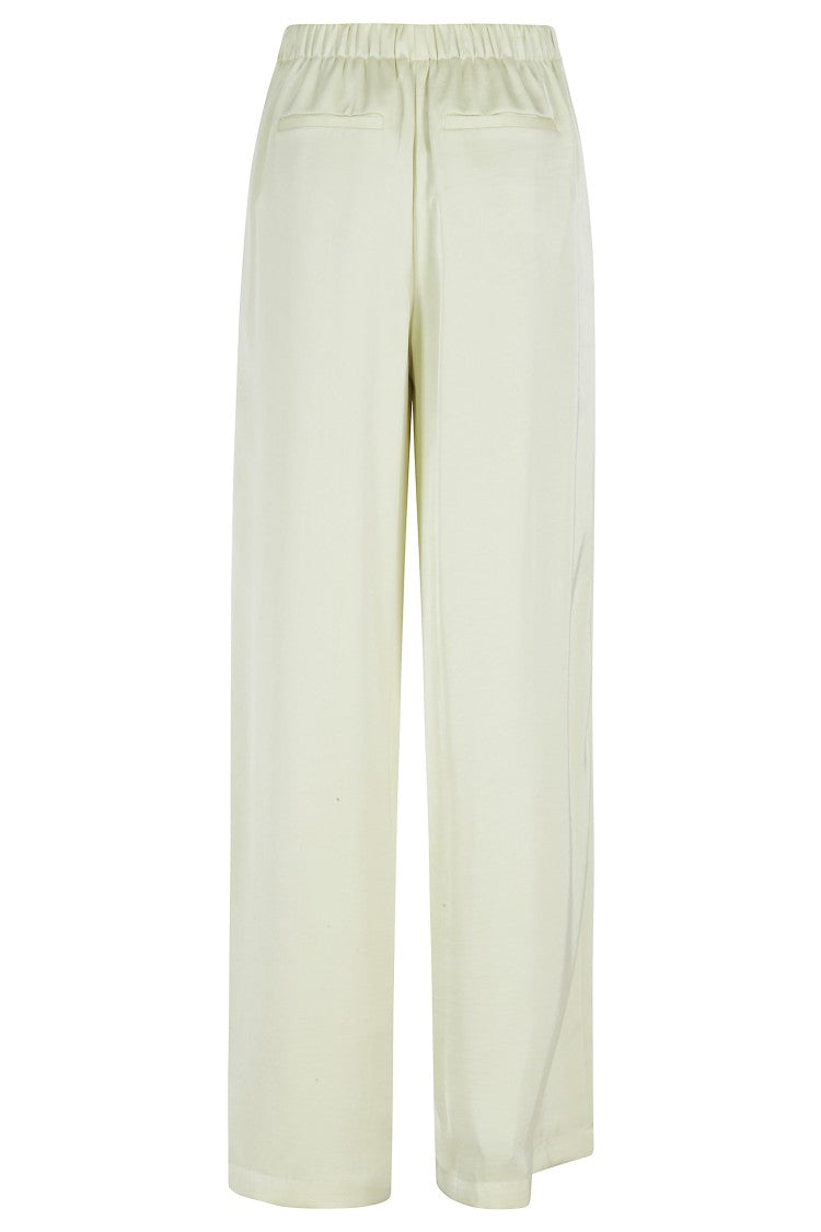Isabelle Blanche Yellow Palazzo Elastic-Back Darts Polyester Wide-Leg Pants