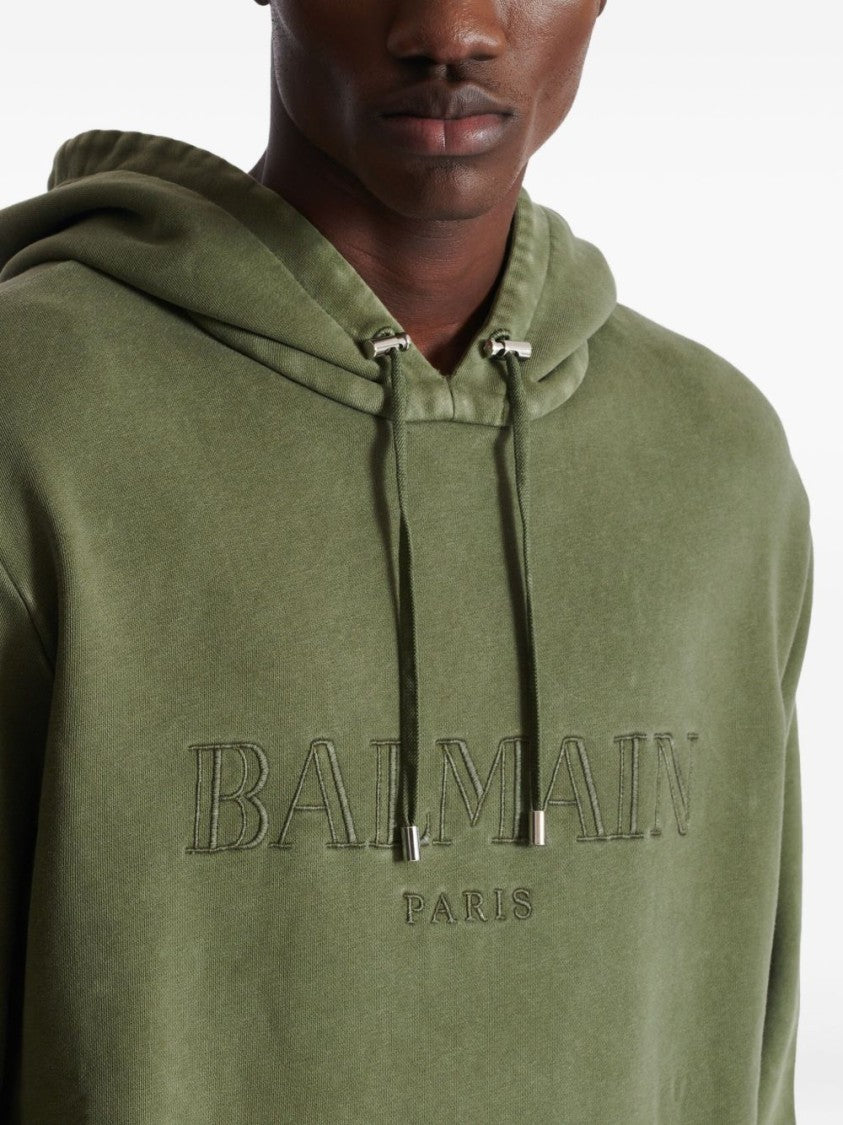 Balmain Olive Green Pouch Pocket Sweatshirt