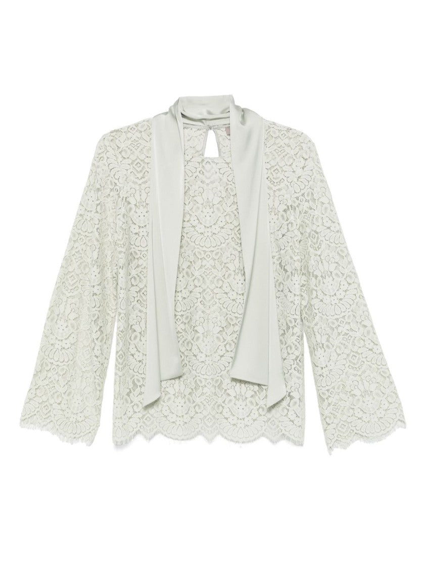 Dexterior Green Shirt With Delicate Lace Overlay