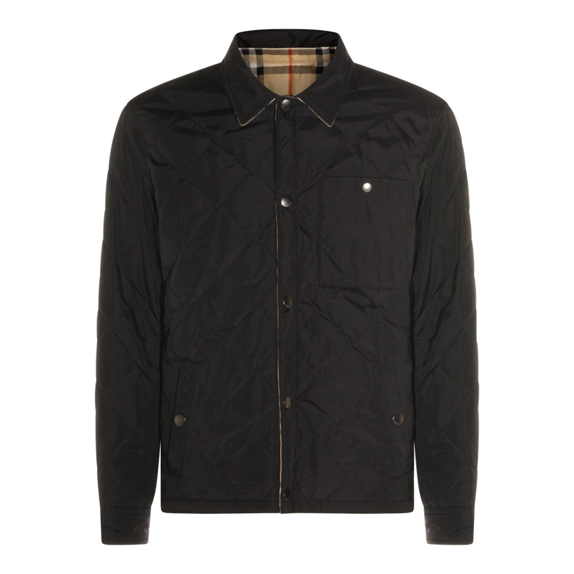 Burberry Quilted Down Jacket With Shirt Collar