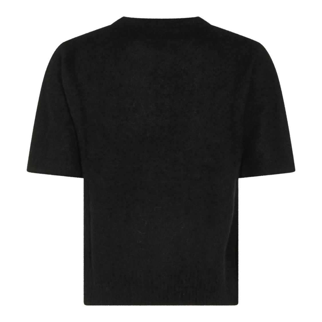 Ganni Black Wool T-Shirt With Graphic Artwork And Round Neckline