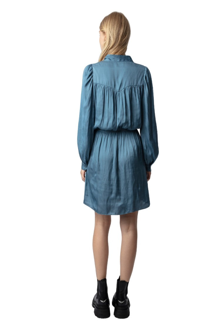 Zadig & Voltaire Fitted Blue Satin Dress