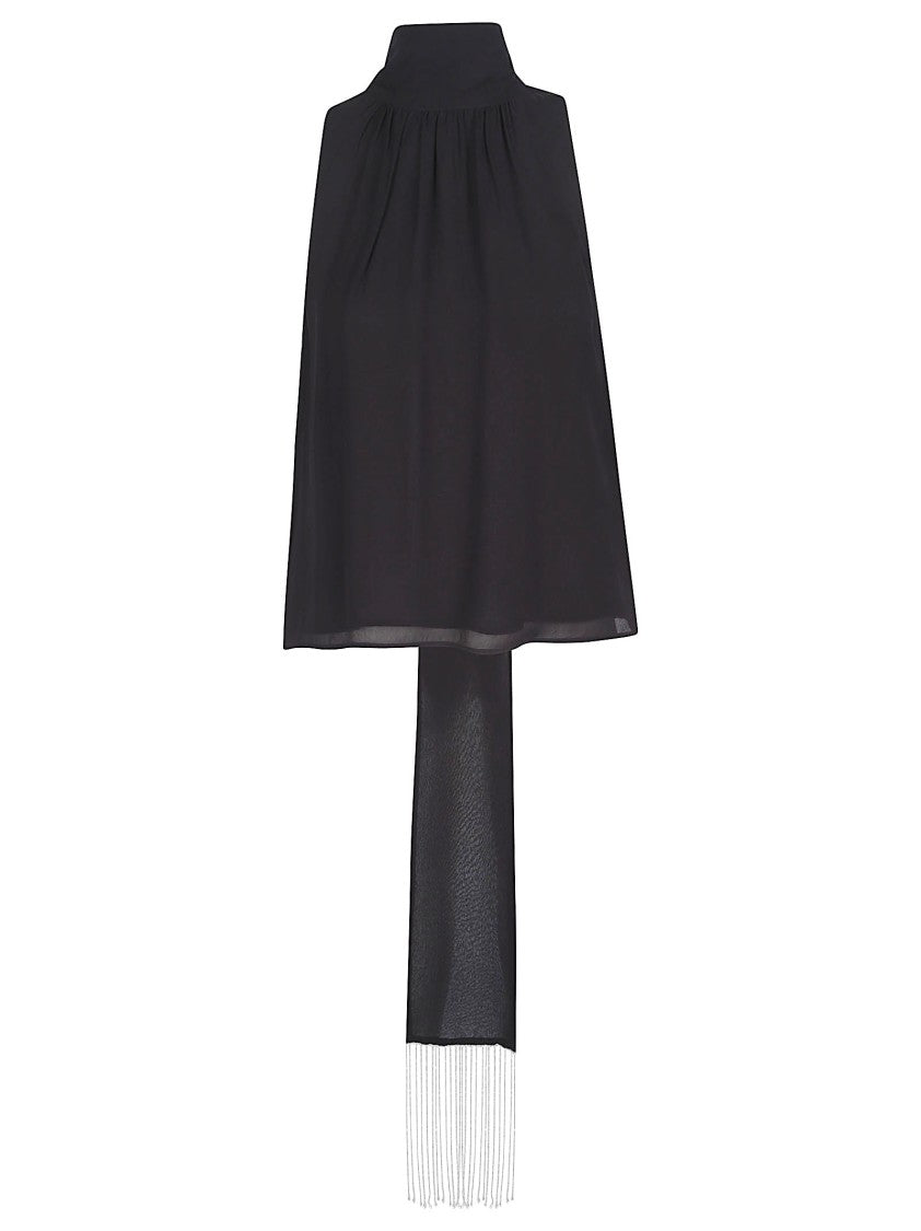 Patrizia Pepe High Neck Viscose Scarf Blouse