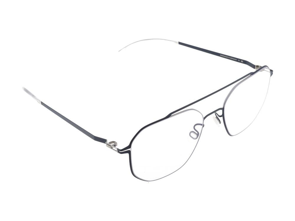 Mykita Silver Navy Double Bridge Geometric Eyeglasses