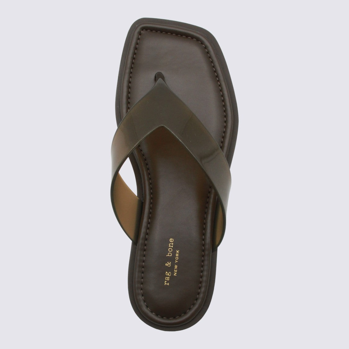 Rag & Bone Minimalist Flat Sandals With Square Toe And Glossy Strap