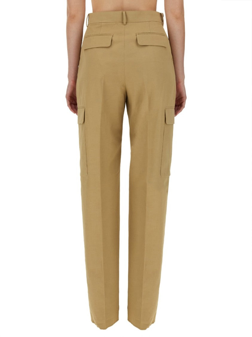 Sportmax High-Waisted Brown Straight-Leg Cargo Pants