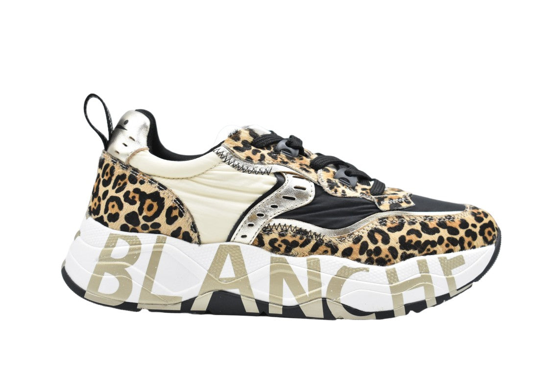 Voile Blanche Lace-Up Low Shoes In Leopard Platinum