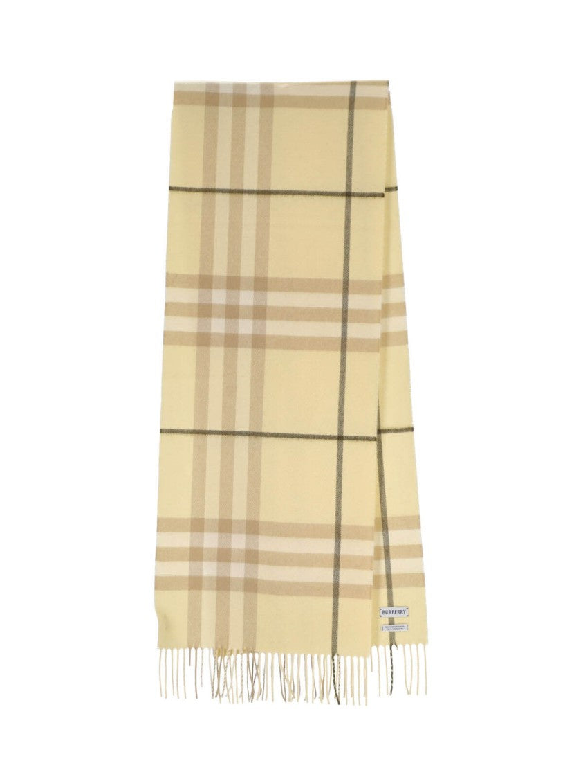 Burberry Rectangular Cashmere Scarf With Iconic Logo Intarsia