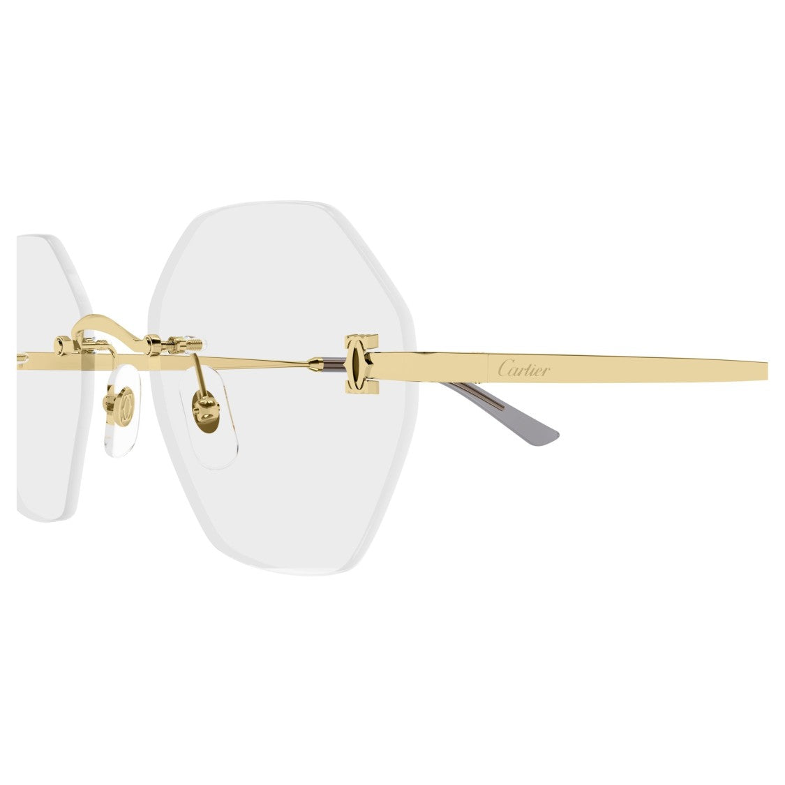 Cartier Rimless Hexagonal Sunglasses With Gold Metal Accents