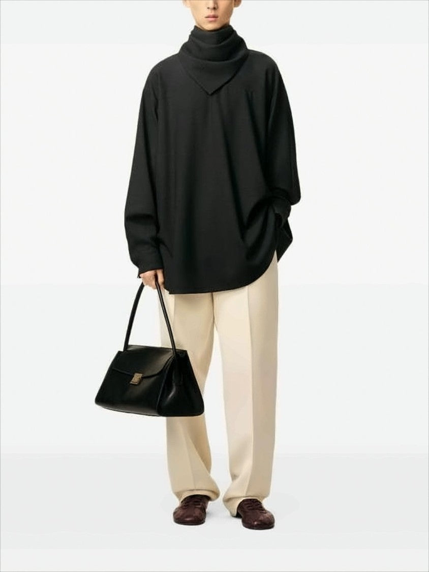 Ami Draped Collar Long-Sleeved Top With Scarf Detail