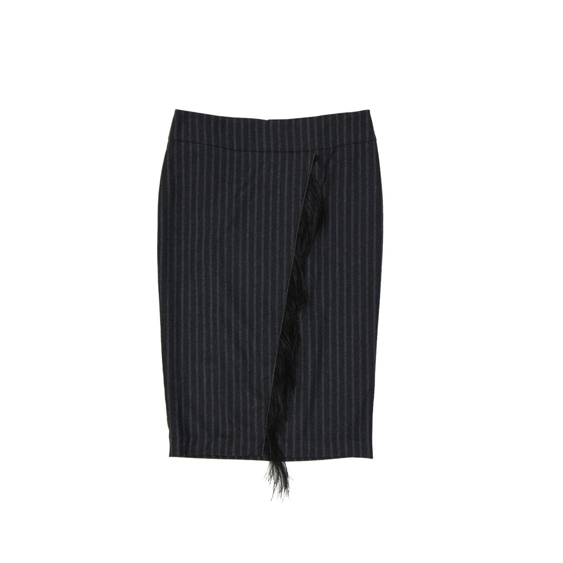 Brunello Cucinelli Grey Wool Striped Skirt