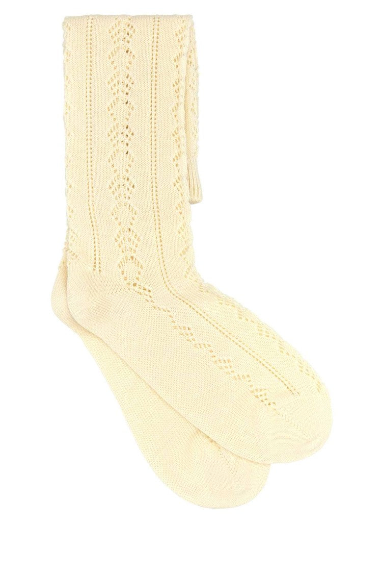 Valentino Garavani Cream Cotton Blend Socks