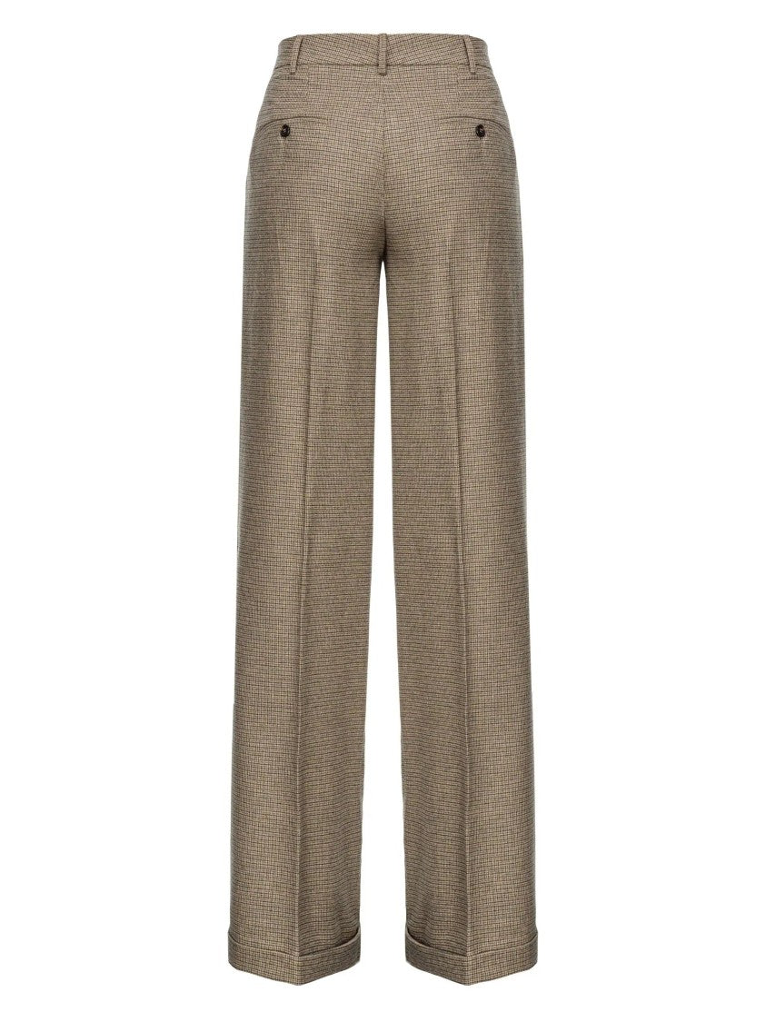 Pinko High-Waisted Check Pattern Trousers With Tailored Silhouette